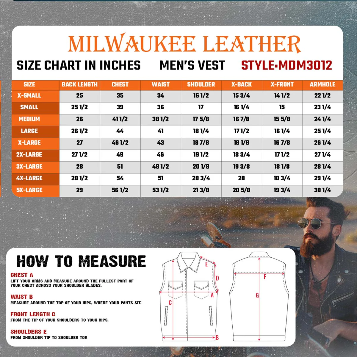Milwaukee Leather MDM3012 Men's 'Brute' Black Denim Club Style V-Neck Motorcycle Vest w/ Dual Closure - Image 3