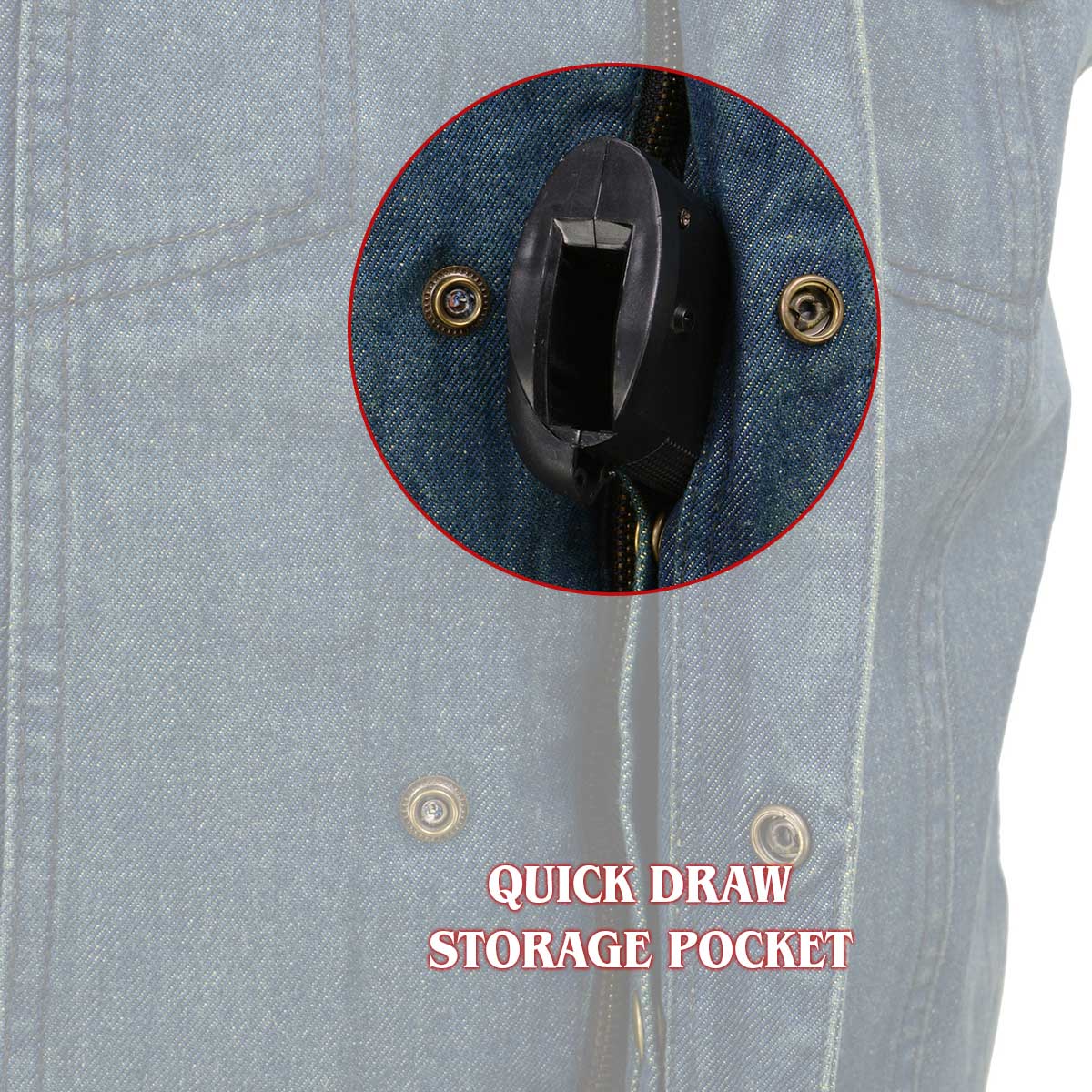 Milwaukee Leather MDM3012 Men's 'Brute' Concealed Snap Blue Denim V-Neck Club Style Vest w/ Hidden Zipper - Image 4