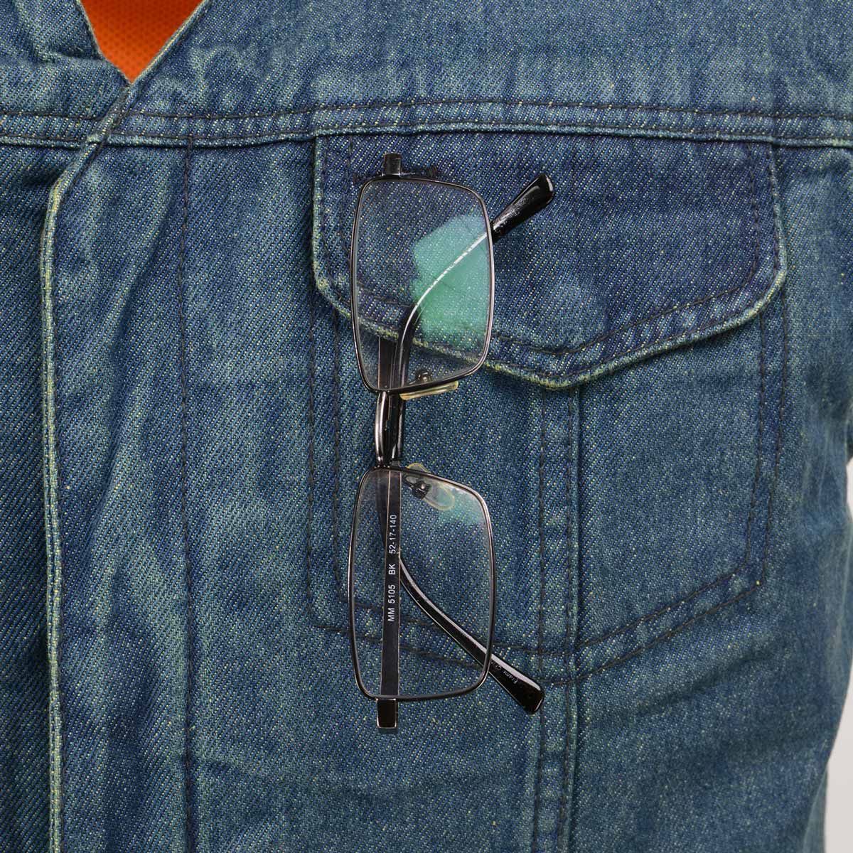 Milwaukee Leather MDM3012 Men's 'Brute' Concealed Snap Blue Denim V-Neck Club Style Vest w/ Hidden Zipper - Image 6