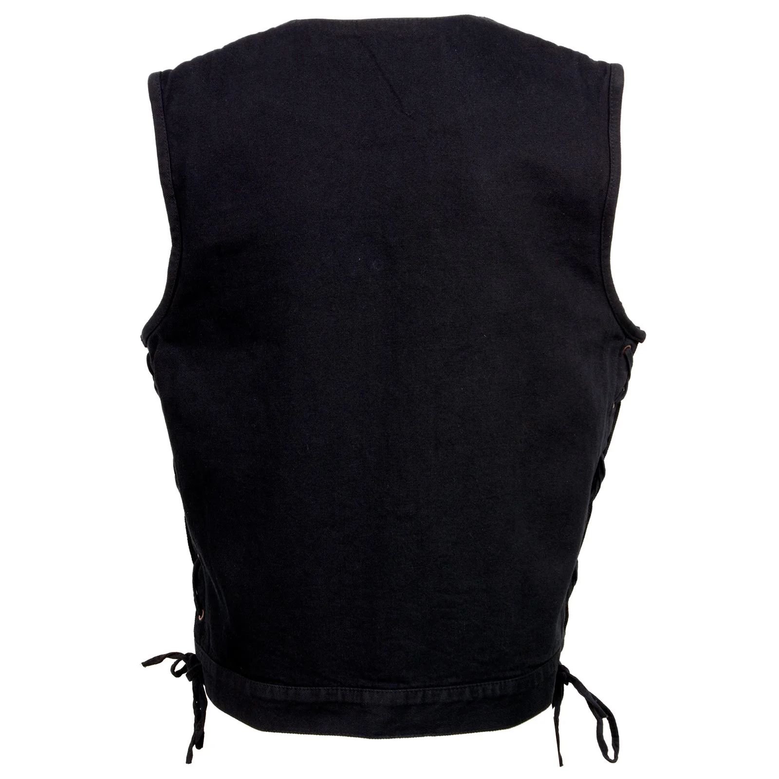Milwaukee Leather MDM3013 Men's 'Brute' Concealed Snap Black Denim V-Neck Side Lace Club Style Vest w/Hidden Zipper - Image 7