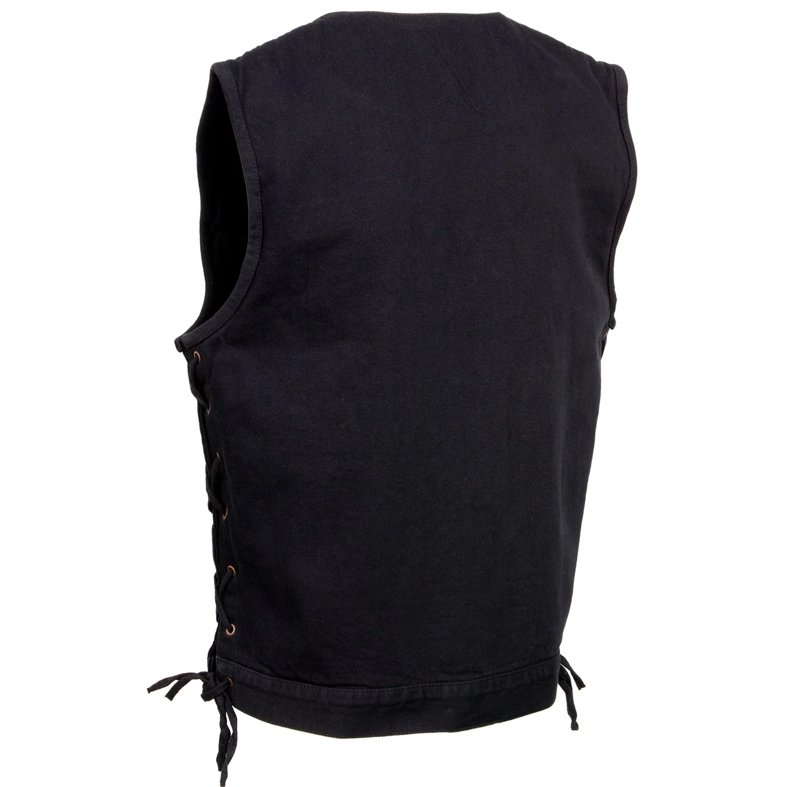 Milwaukee Leather MDM3013 Men's 'Brute' Concealed Snap Black Denim V-Neck Side Lace Club Style Vest w/Hidden Zipper - Image 8