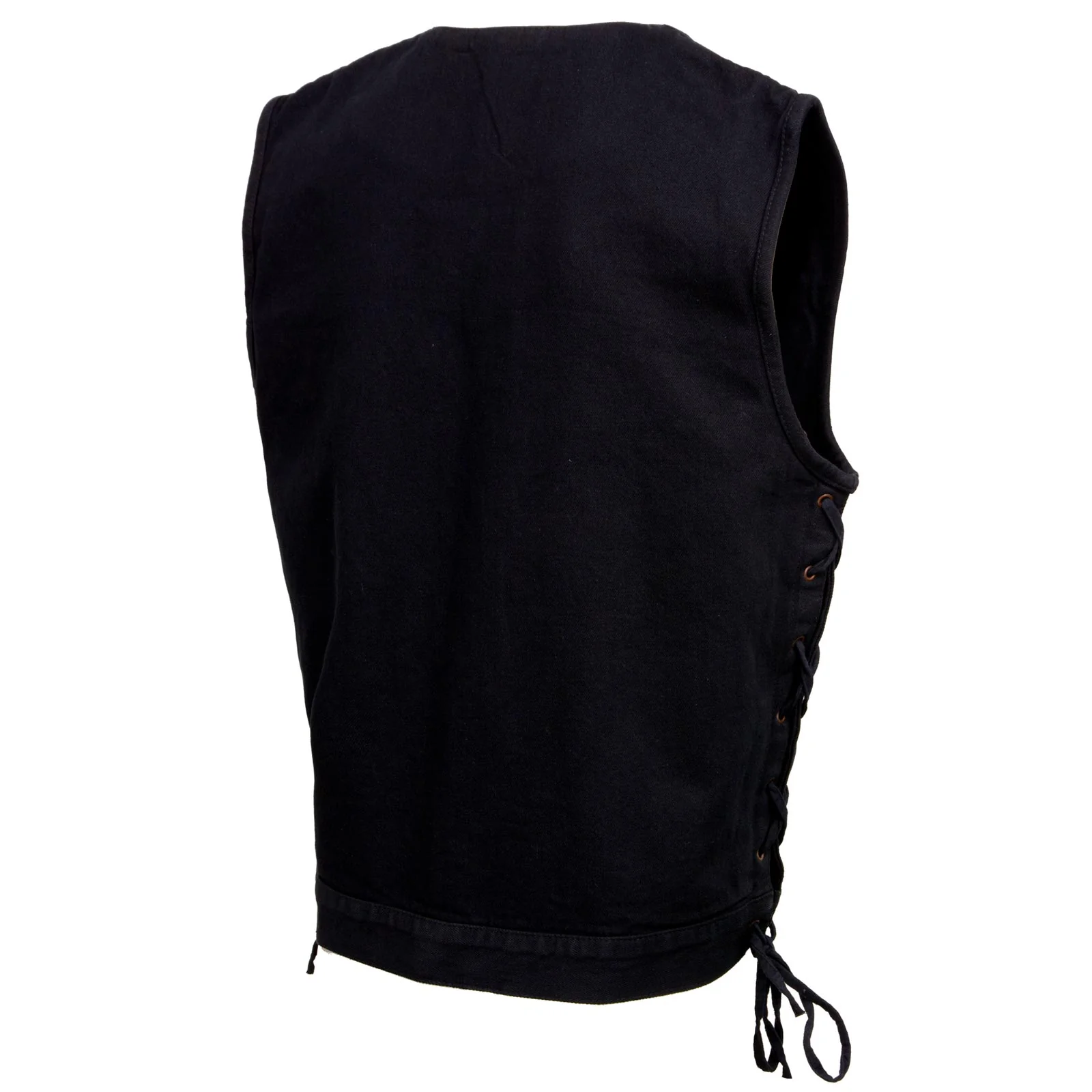 Milwaukee Leather MDM3013 Men's 'Brute' Concealed Snap Black Denim V-Neck Side Lace Club Style Vest w/Hidden Zipper - Image 9