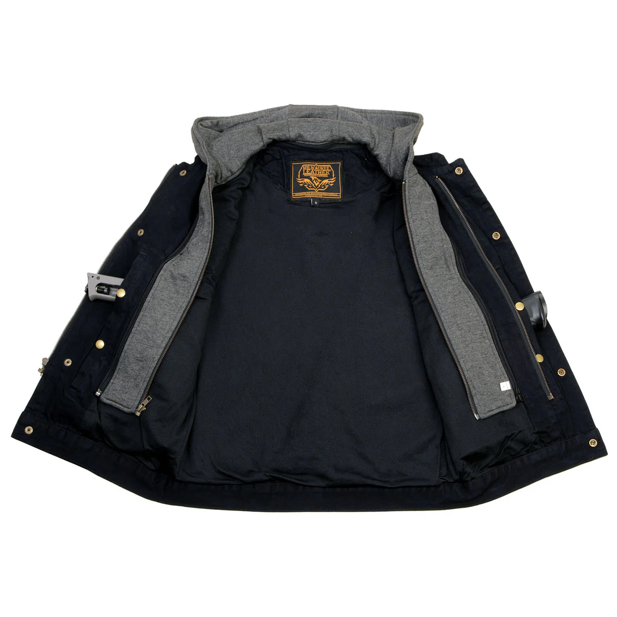 Milwaukee Leather MDM3015 Men's 'Rustic' Black Denim Motorcycle Riding Vest with Hoodie - Image 6
