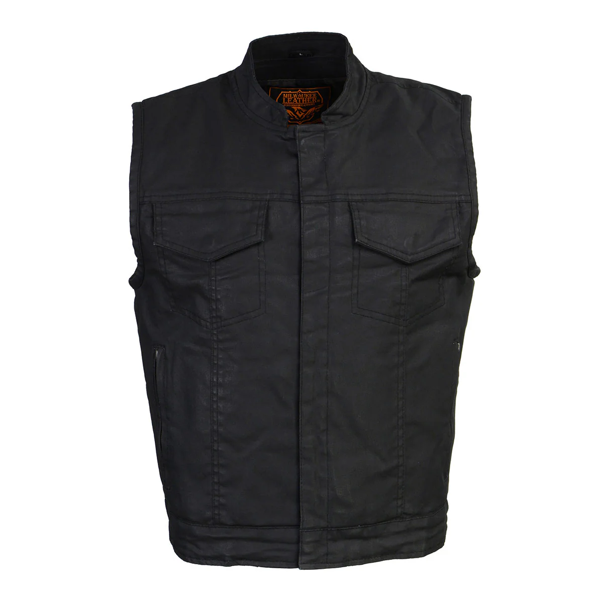 Milwaukee Leather MDM3025 Men’s Black Waxy Coated Denim Club Style Motorcycle Rider Vest w/ Shirt Collar w/ Shirt Collar - Image 11