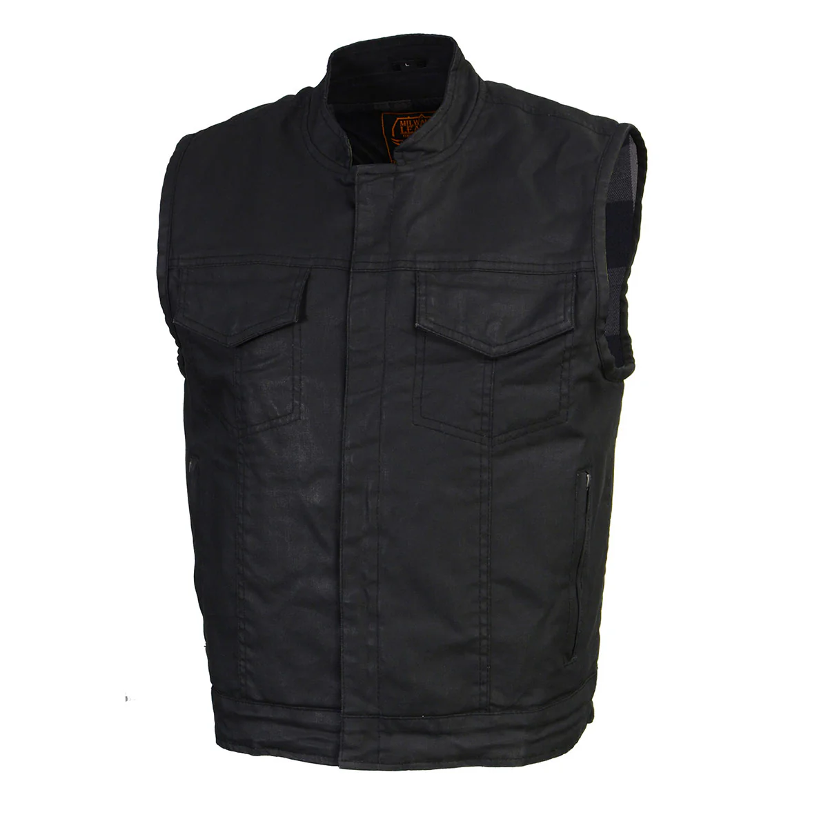 Milwaukee Leather MDM3025 Men’s Black Waxy Coated Denim Club Style Motorcycle Rider Vest w/ Shirt Collar w/ Shirt Collar - Image 21
