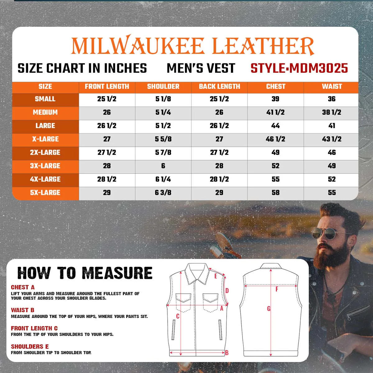 Milwaukee Leather MDM3025 Men’s Black Waxy Coated Denim Club Style Motorcycle Rider Vest w/ Shirt Collar w/ Shirt Collar - Image 3