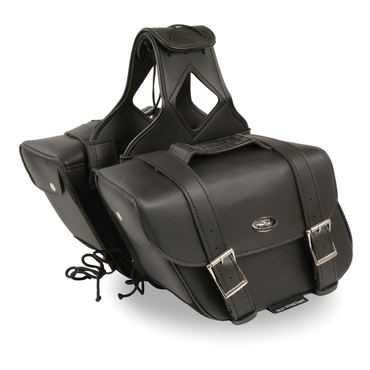 Milwaukee Leather SH58001ZB Medium Black Zip-Off PVC Slanted Throw Over Saddlebags - Image 2