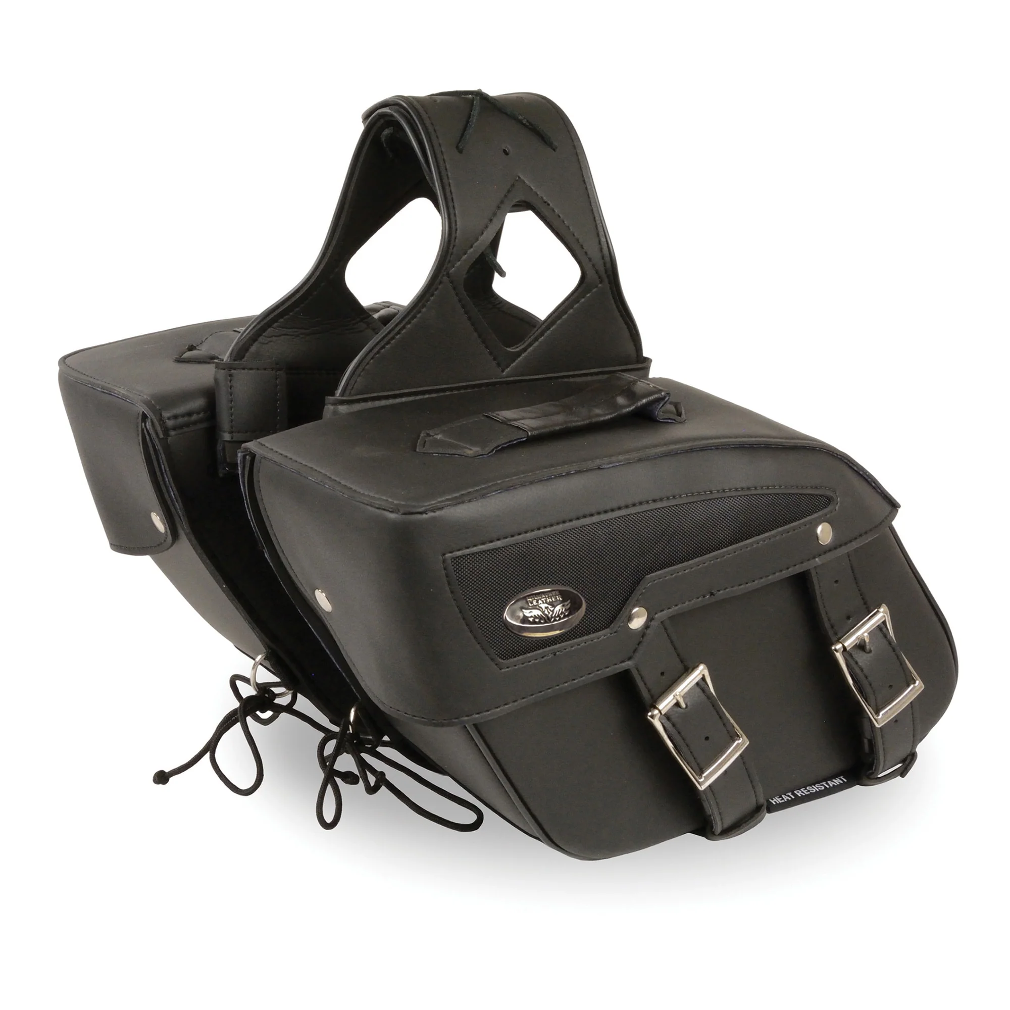 Milwaukee Leather SH65801ZB Black Medium Zip-Off PVC Slanted Throw Over Motorcycle Saddlebags - Image 2