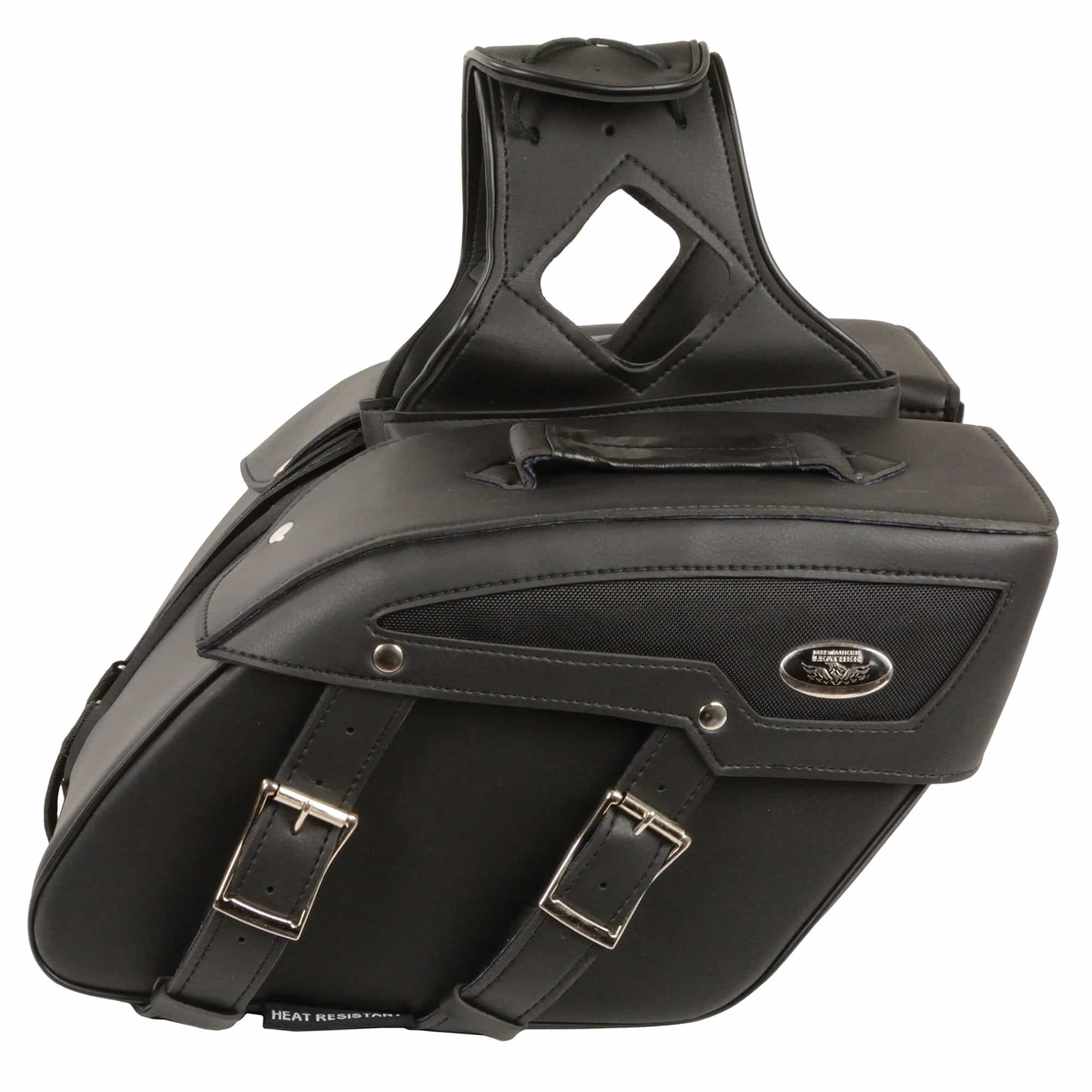 Milwaukee Leather SH65801ZB Black Medium Zip-Off PVC Slanted Throw Over Motorcycle Saddlebags - Image 3