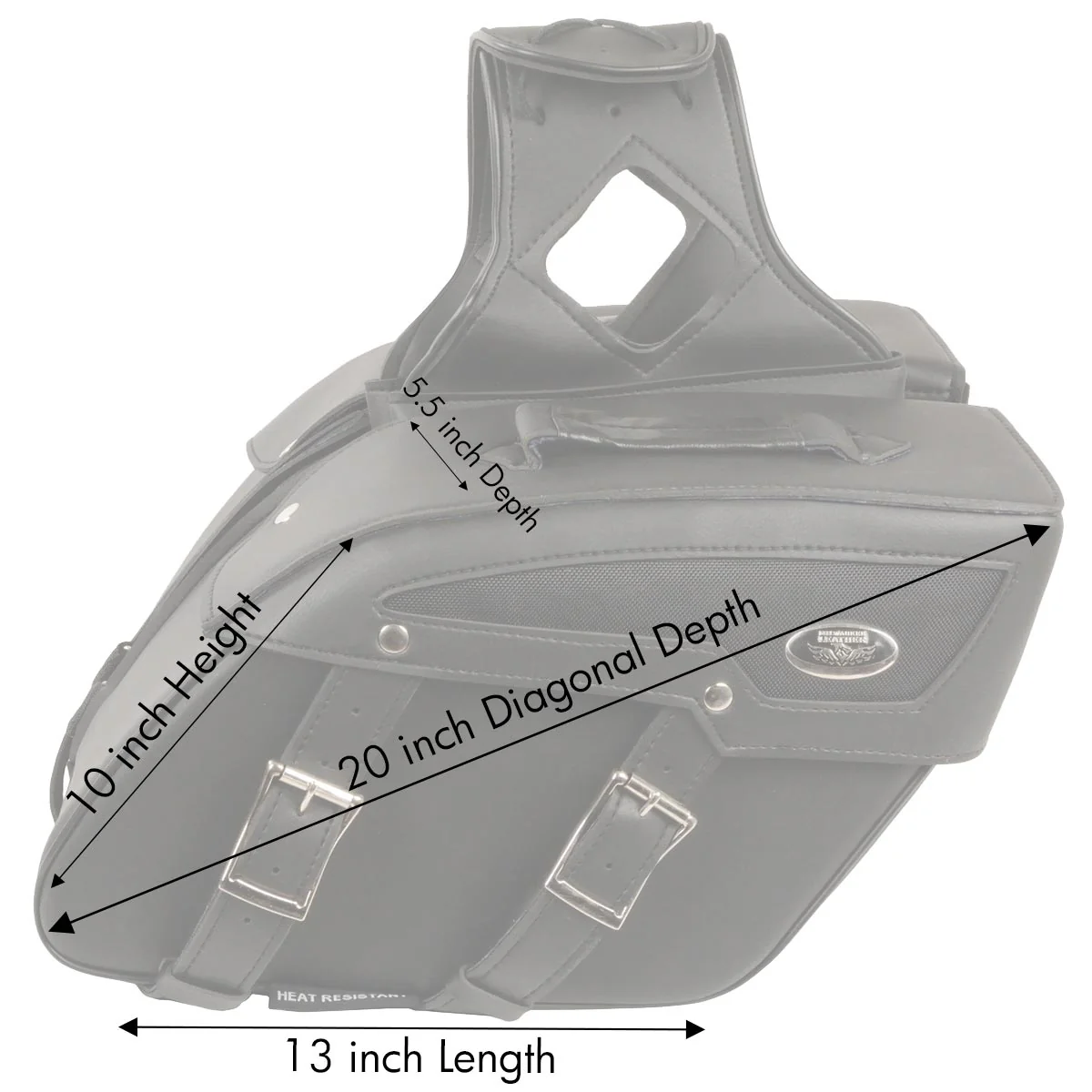 Milwaukee Leather SH65801ZB Black Medium Zip-Off PVC Slanted Throw Over Motorcycle Saddlebags - Image 4