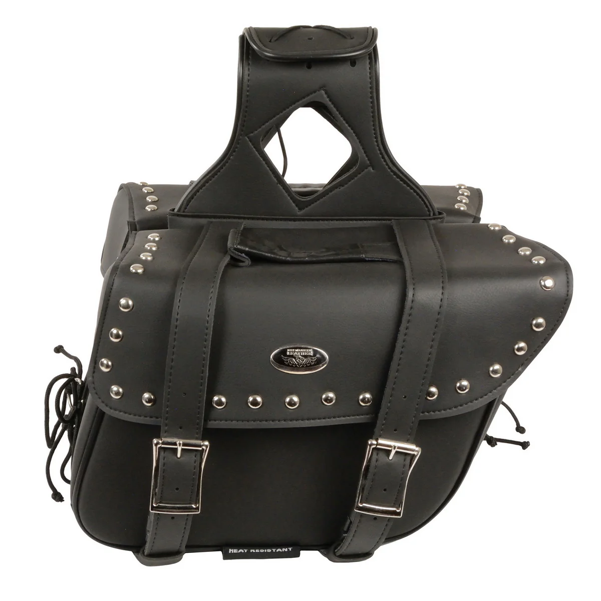 Milwaukee Leather SH57901ZB Black Medium Zip-Off PVC Slanted Throw Over Studded Saddlebags - Image 3