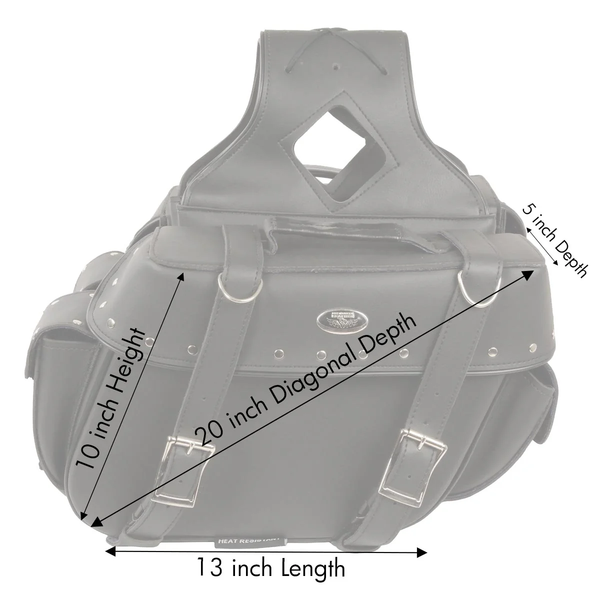 Milwaukee Leather SH57402ZB Black Medium Zip-Off PVC Throw Over Riveted Motorcycle Saddlebags - Image 4