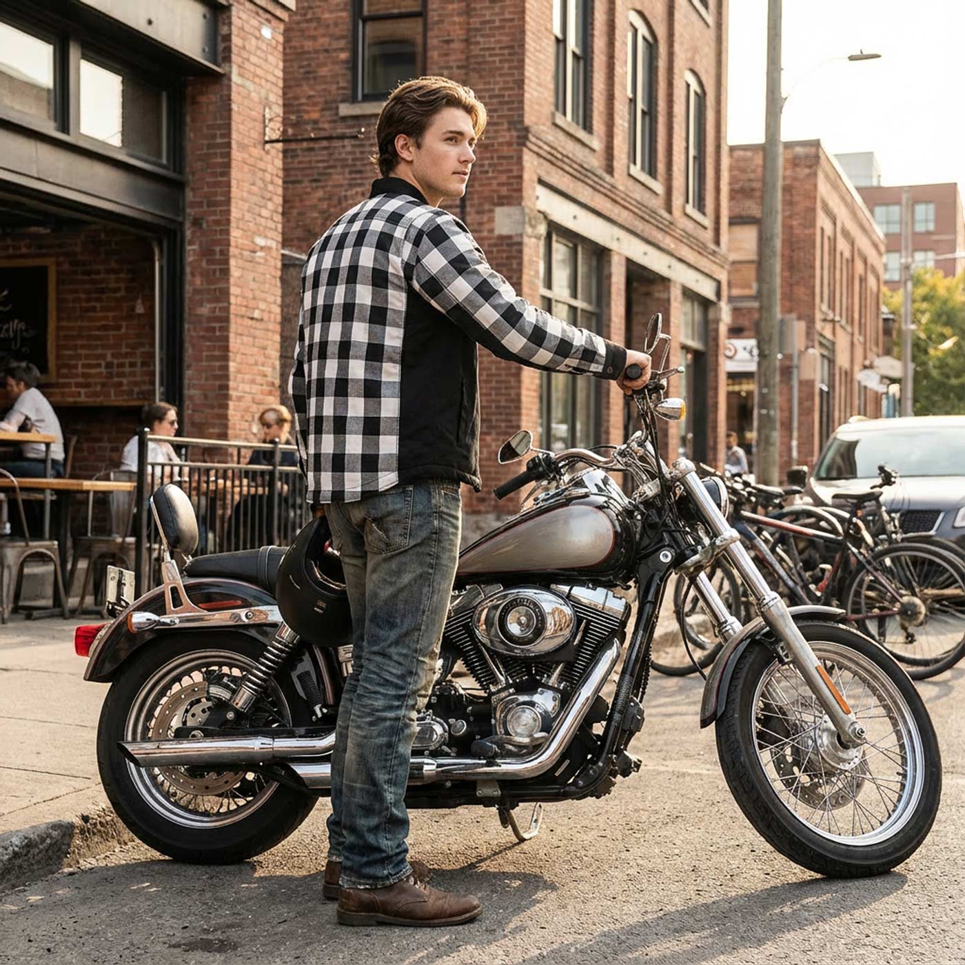 Milwaukee Leather Men’s Two-Tone CE Armored Flannel - Solid Front / Plaid Back - Reinforced w/ Aramid Fibers - MPM1673 - Image 12
