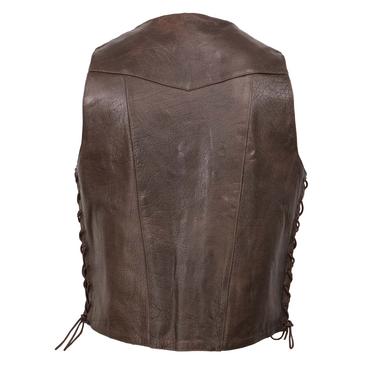 Milwaukee Leather ML1391RT Men's Retro Brown Leather Vest- 10 Pockets Side Lace 4-Snap V-Neck Motorcycle Rider Vest - Image 2