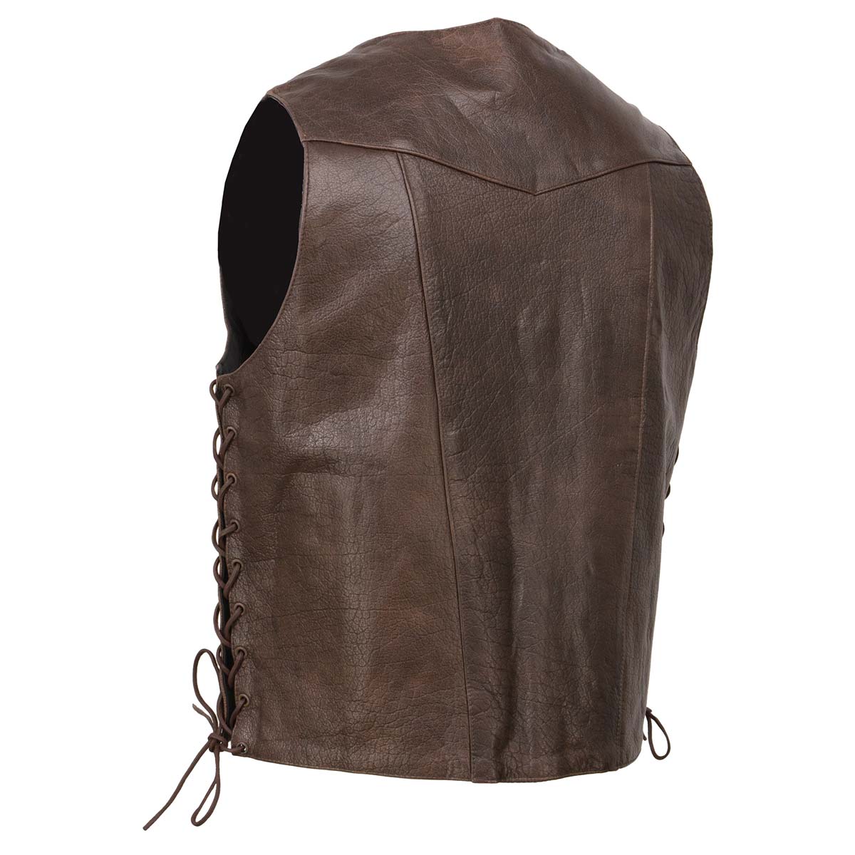 Milwaukee Leather ML1391RT Men's Retro Brown Leather Vest- 10 Pockets Side Lace 4-Snap V-Neck Motorcycle Rider Vest - Image 8