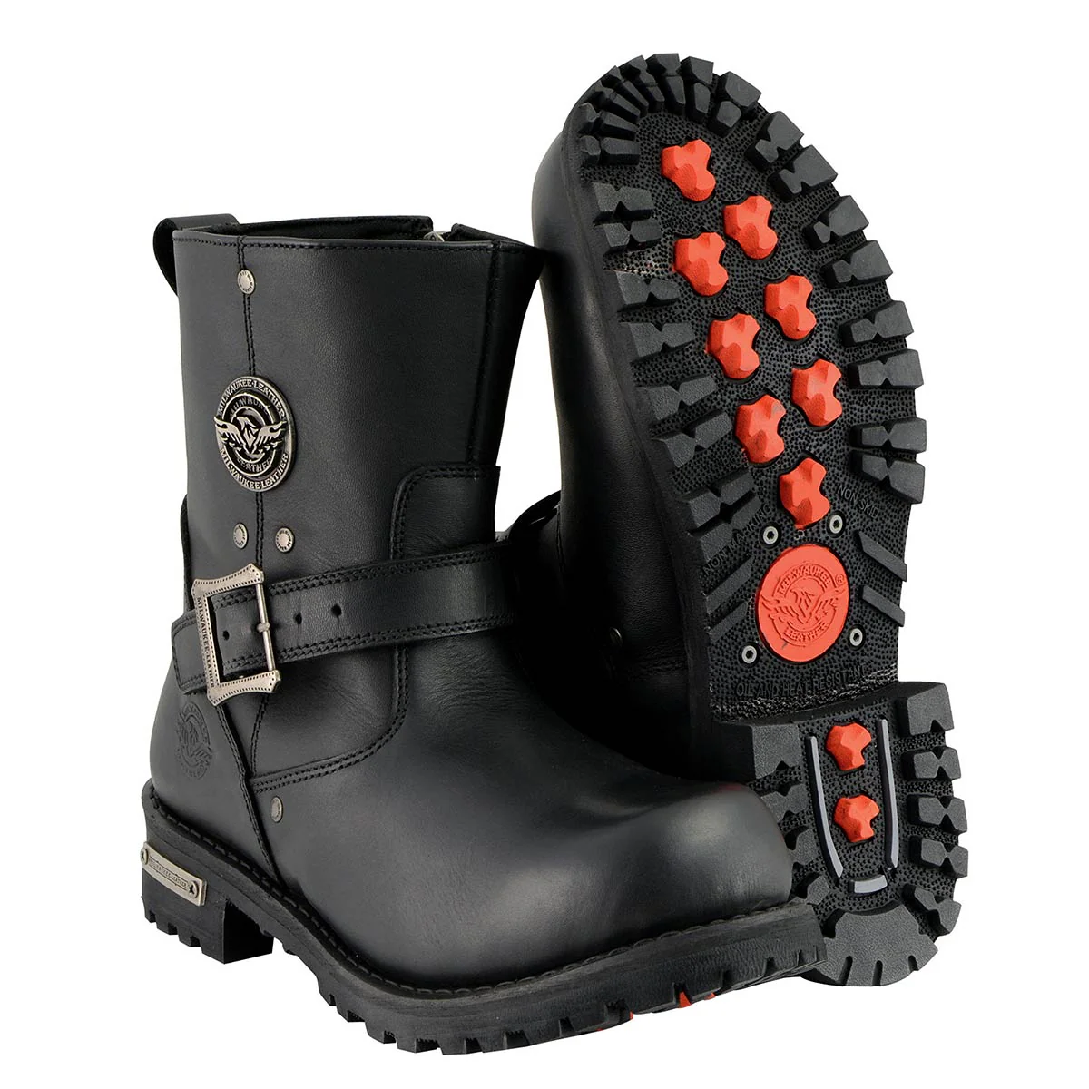 Milwaukee Leather Men's Black Leather Wide Width 6-inch Classic Engineer Motorcycle Boots w/ Side Zipper MBM9040W - Image 11