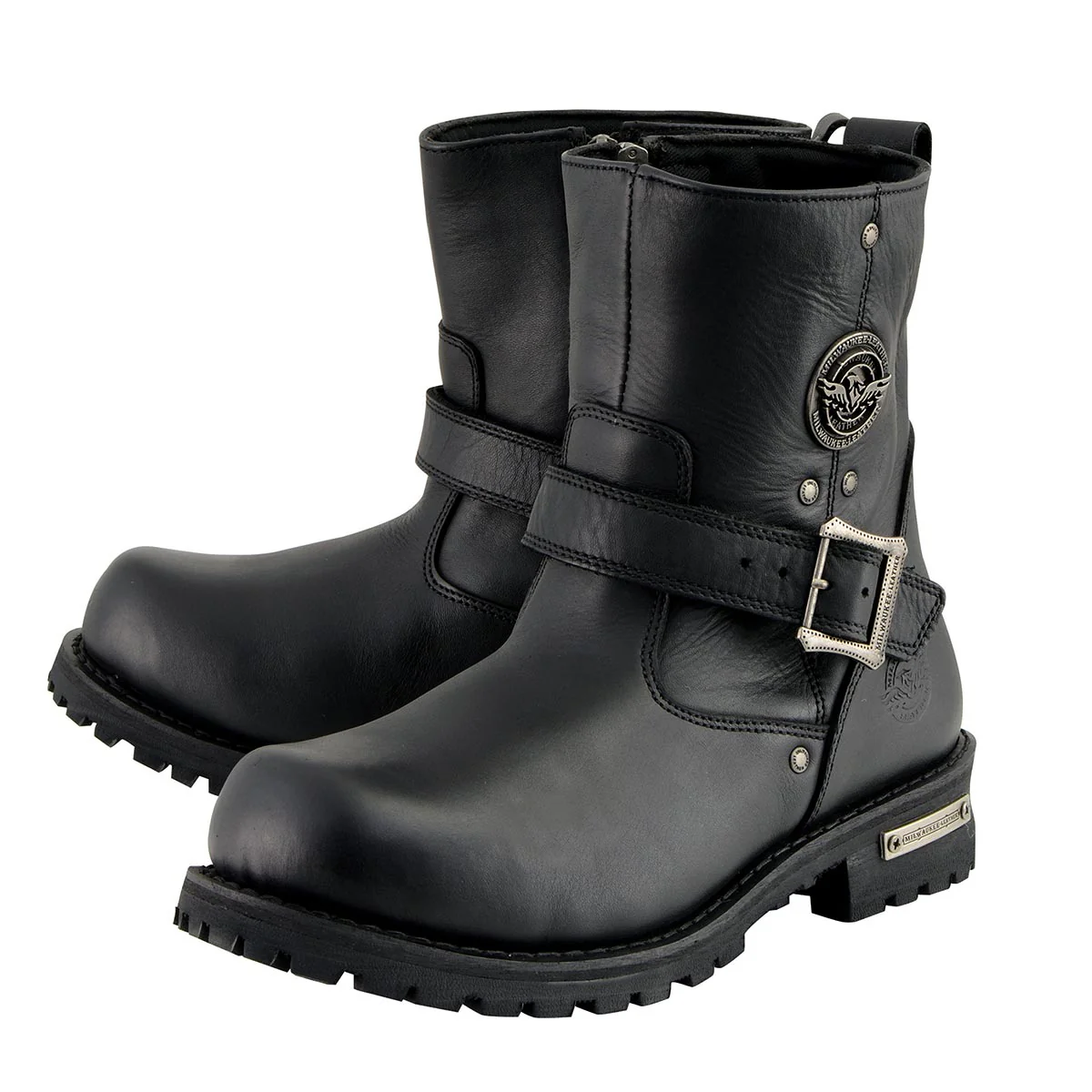 Milwaukee Leather Men's Black Leather Wide Width 6-inch Classic Engineer Motorcycle Boots w/ Side Zipper MBM9040W - Image 6