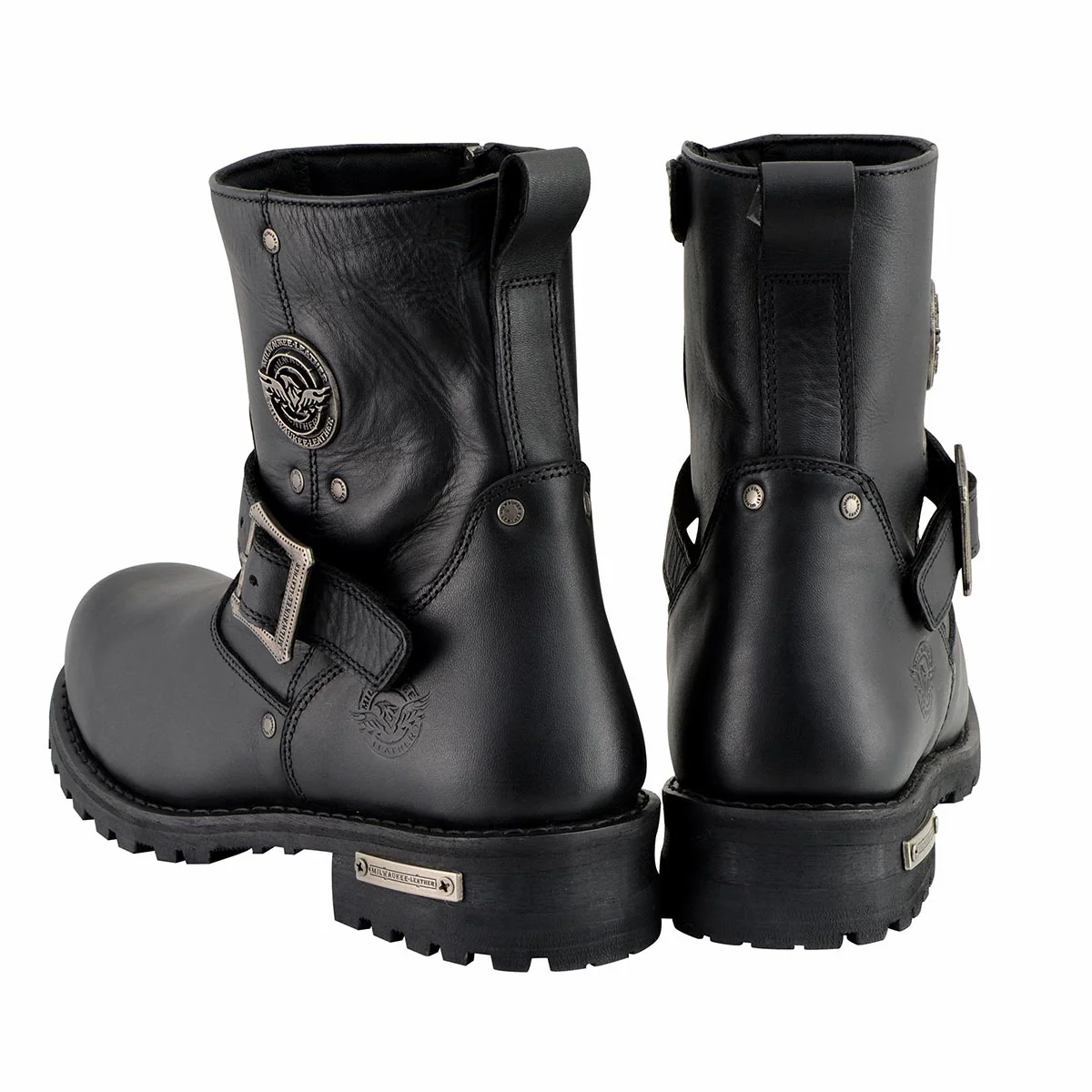 Milwaukee Leather Men's Black Leather Wide Width 6-inch Classic Engineer Motorcycle Boots w/ Side Zipper MBM9040W - Image 8