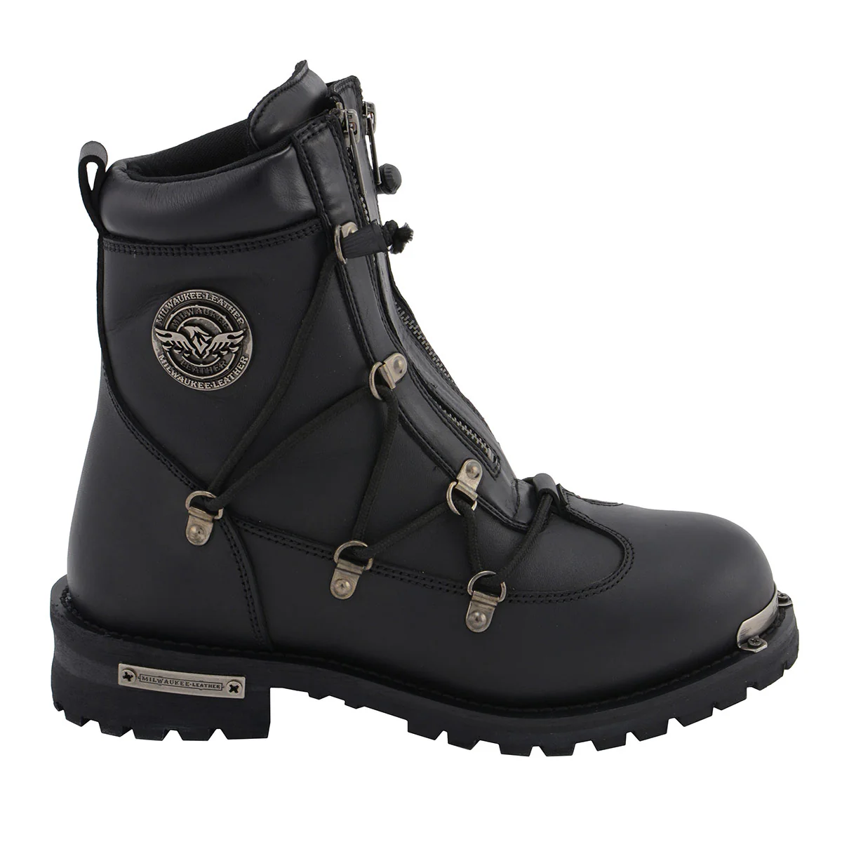 Milwaukee Leather MBM9075 Men's Black Leather 6-inch Plain Toe Dual Zipper Motorcycle Rider Boots - Image 10