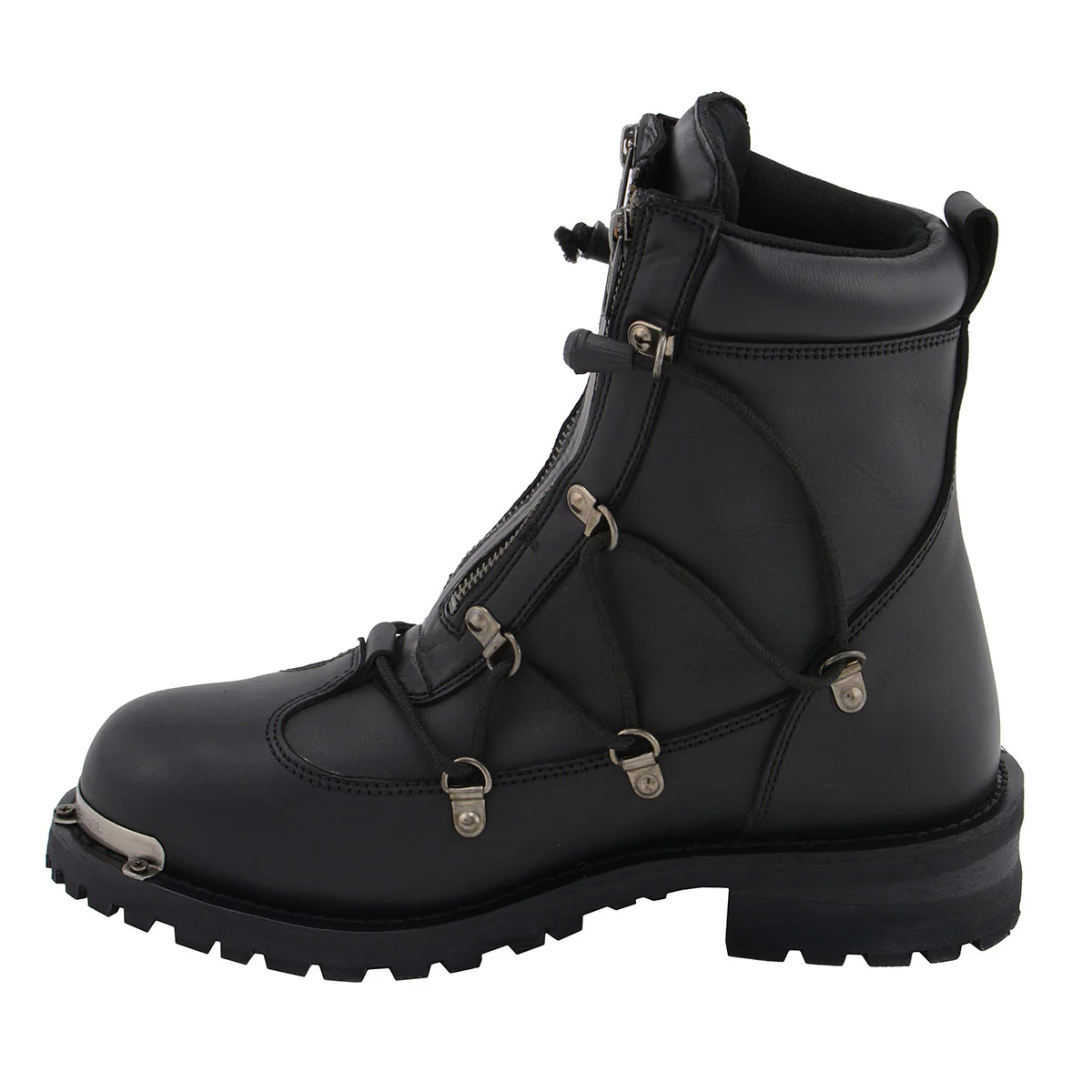 Milwaukee Leather MBM9075 Men's Black Leather 6-inch Plain Toe Dual Zipper Motorcycle Rider Boots - Image 7