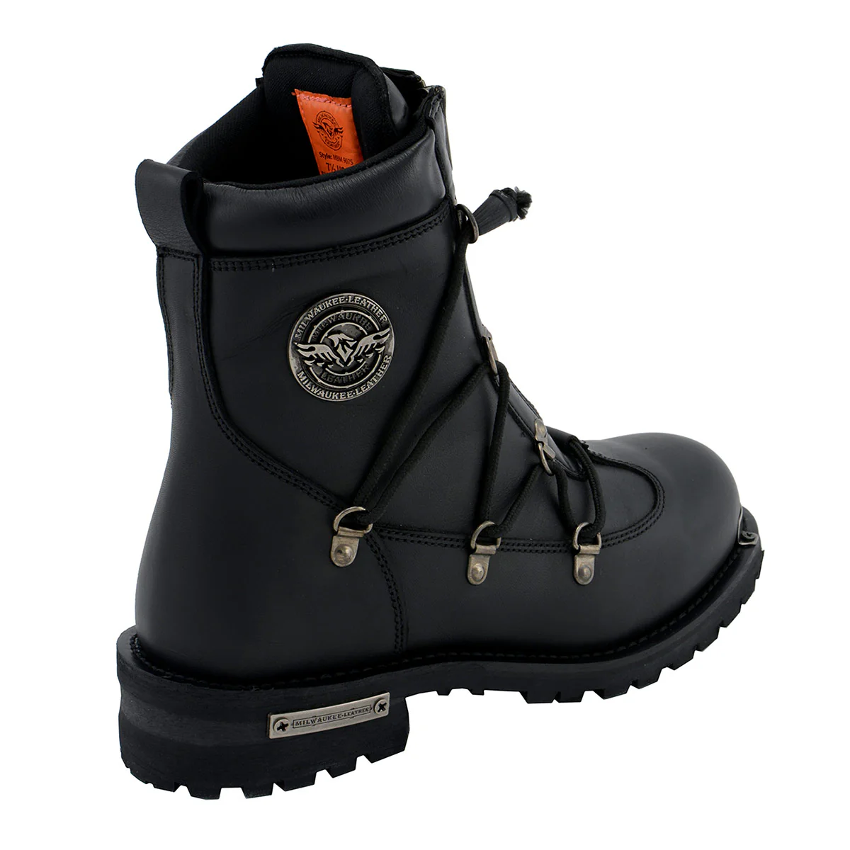 Milwaukee Leather MBM9075 Men's Black Leather 6-inch Plain Toe Dual Zipper Motorcycle Rider Boots - Image 9