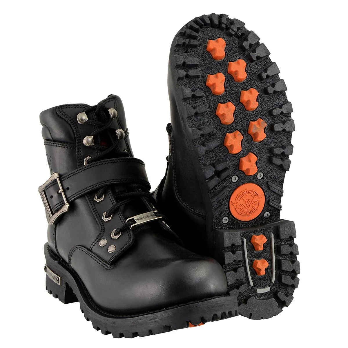 Milwaukee Leather Men's Wide-Width Classic Black Leather Lace-Up 6-inch Engineer Boots with Side Buckle MBM9010W - Image 11