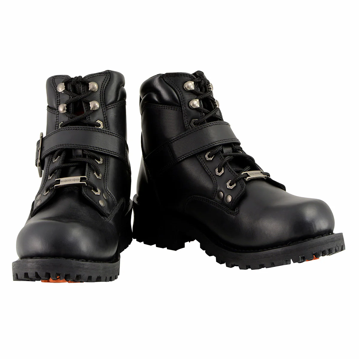 Milwaukee Leather Men's Wide-Width Classic Black Leather Lace-Up 6-inch Engineer Boots with Side Buckle MBM9010W - Image 2