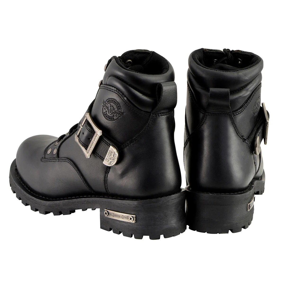 Milwaukee Leather Men's Wide-Width Classic Black Leather Lace-Up 6-inch Engineer Boots with Side Buckle MBM9010W - Image 8