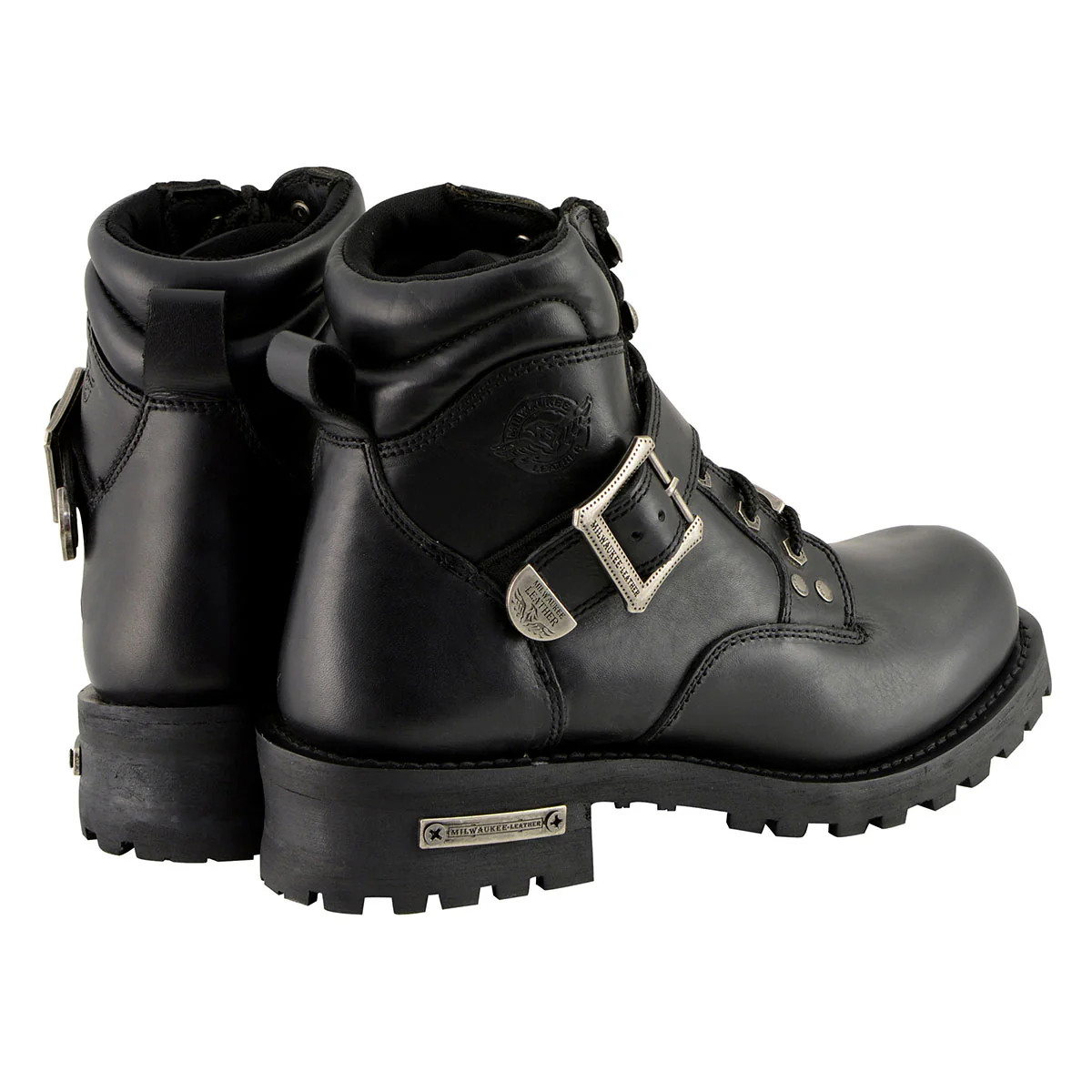 Milwaukee Leather Men's Wide-Width Classic Black Leather Lace-Up 6-inch Engineer Boots with Side Buckle MBM9010W - Image 9