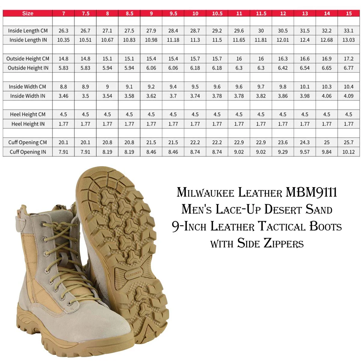 Milwaukee Leather Men's Lace-Up Desert Sand 9-Inch Leather Swat Style-Tactical Motorcycle Biker Boots MBM9111 - Image 3