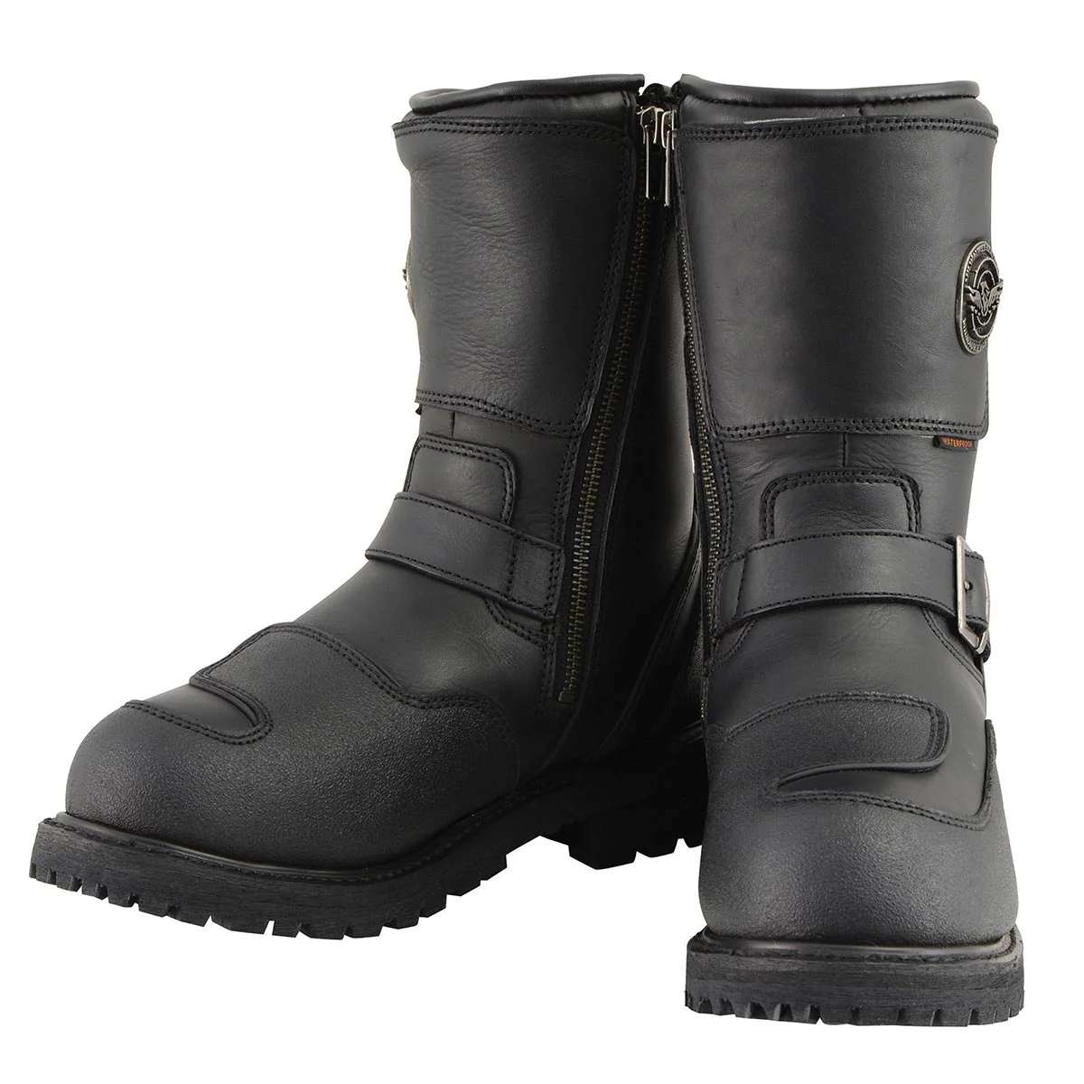 Milwaukee Leather Men's Black Wide Width 9-inch Waterproof Engineer Leather Biker Boots with Reflective Piping MBM9071WP - Image 2