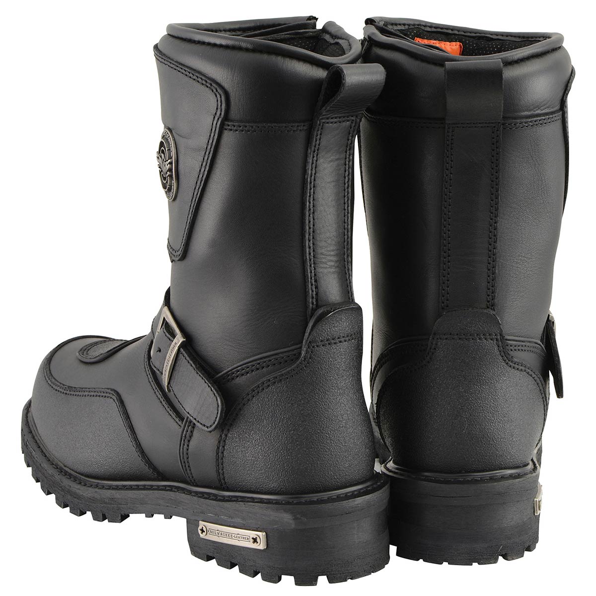 Milwaukee Leather Men's Black Wide Width 9-inch Waterproof Engineer Leather Biker Boots with Reflective Piping MBM9071WP - Image 6