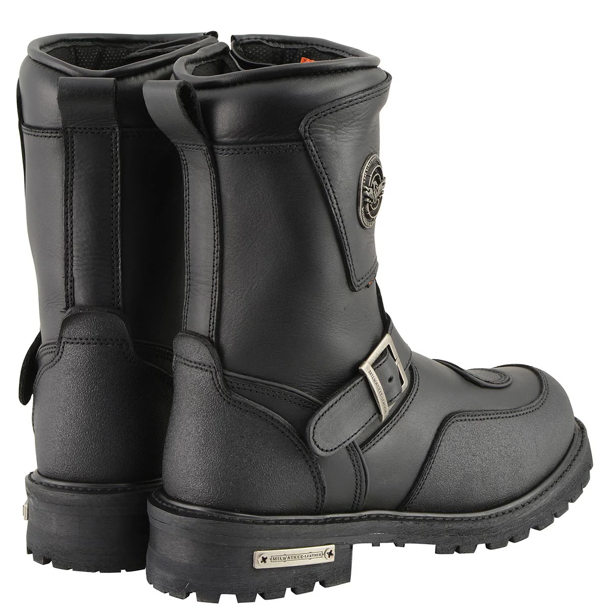 Milwaukee Leather Men's Black Wide Width 9-inch Waterproof Engineer Leather Biker Boots with Reflective Piping MBM9071WP - Image 7