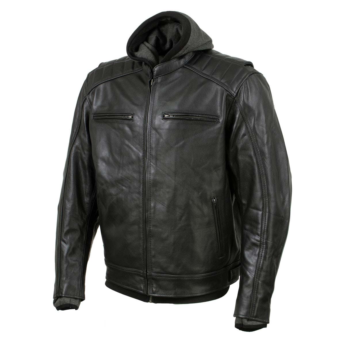 Milwaukee Leather Men's Alibi Black Leather Motorcycle Jacket w/ CE Armor, Removable Hoodie - LKM17021 - Image 5