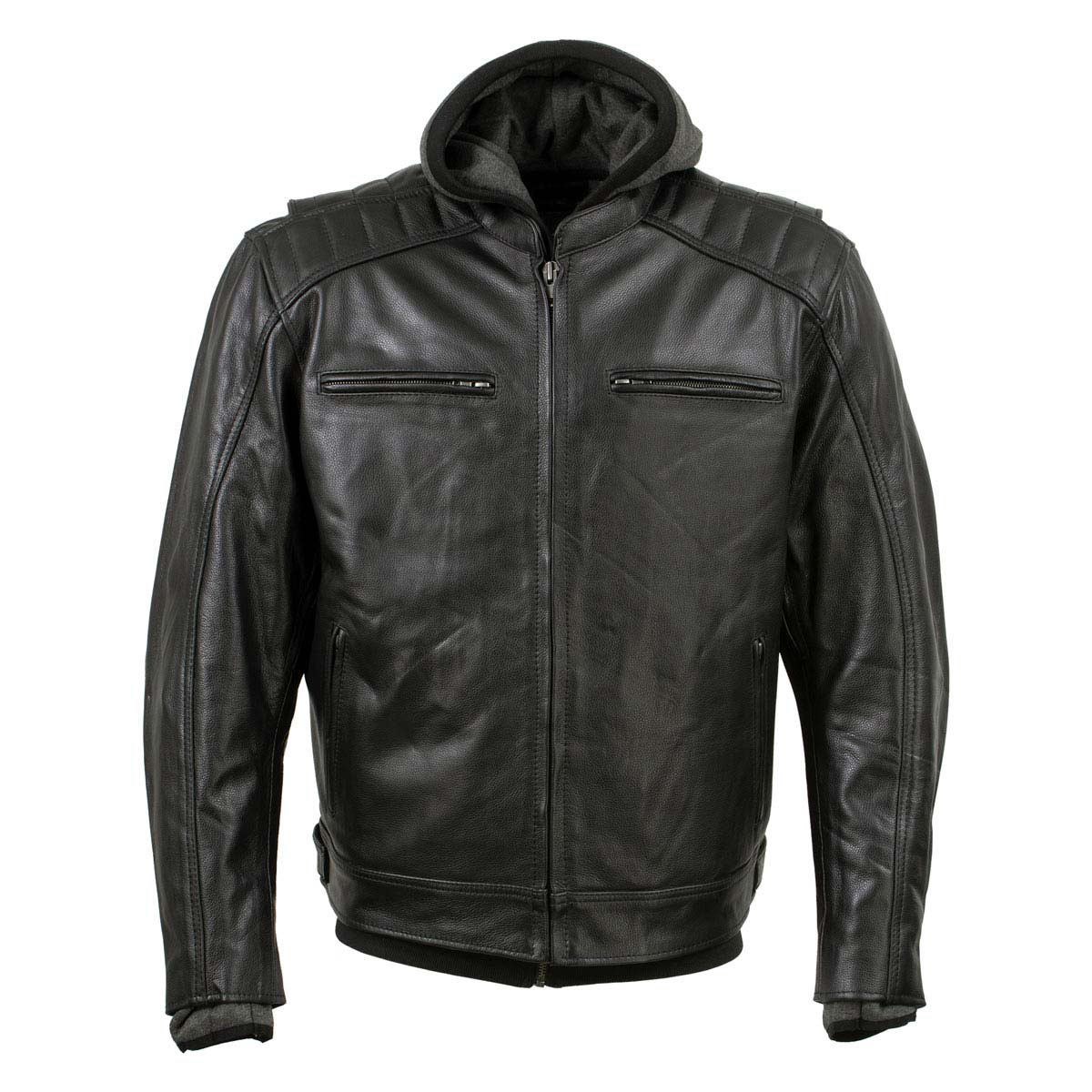 Milwaukee Leather Men's Alibi Black Leather Motorcycle Jacket w/ CE Armor, Removable Hoodie - LKM17021 - Image 7