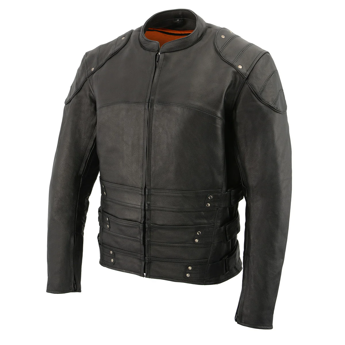 Milwaukee Leather MLM1505 Men's 'Assault Racer' Black Leather Jacket with Triple Side Straps - Image 7
