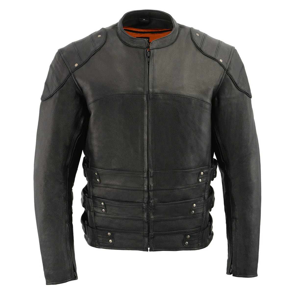 Milwaukee Leather MLM1505 Men's 'Assault Racer' Black Leather Jacket with Triple Side Straps - Image 8