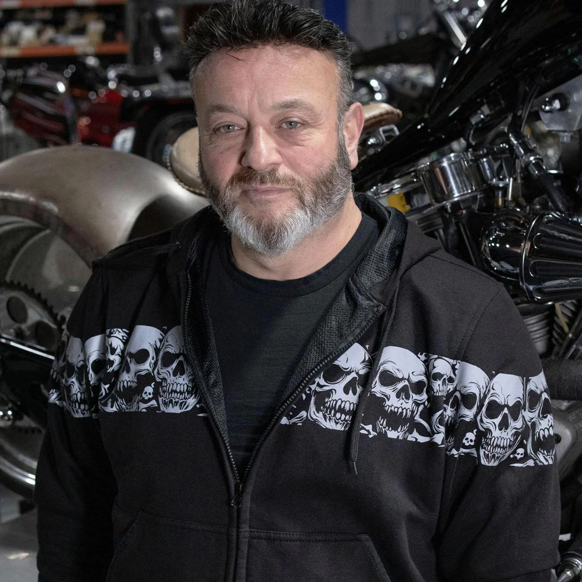 Milwaukee Leather Men's Bare Bones Black Reflective Skull CE Armored Riding Hoodie, Shoulder & Elbow Armor - MPM1798 - Image 11