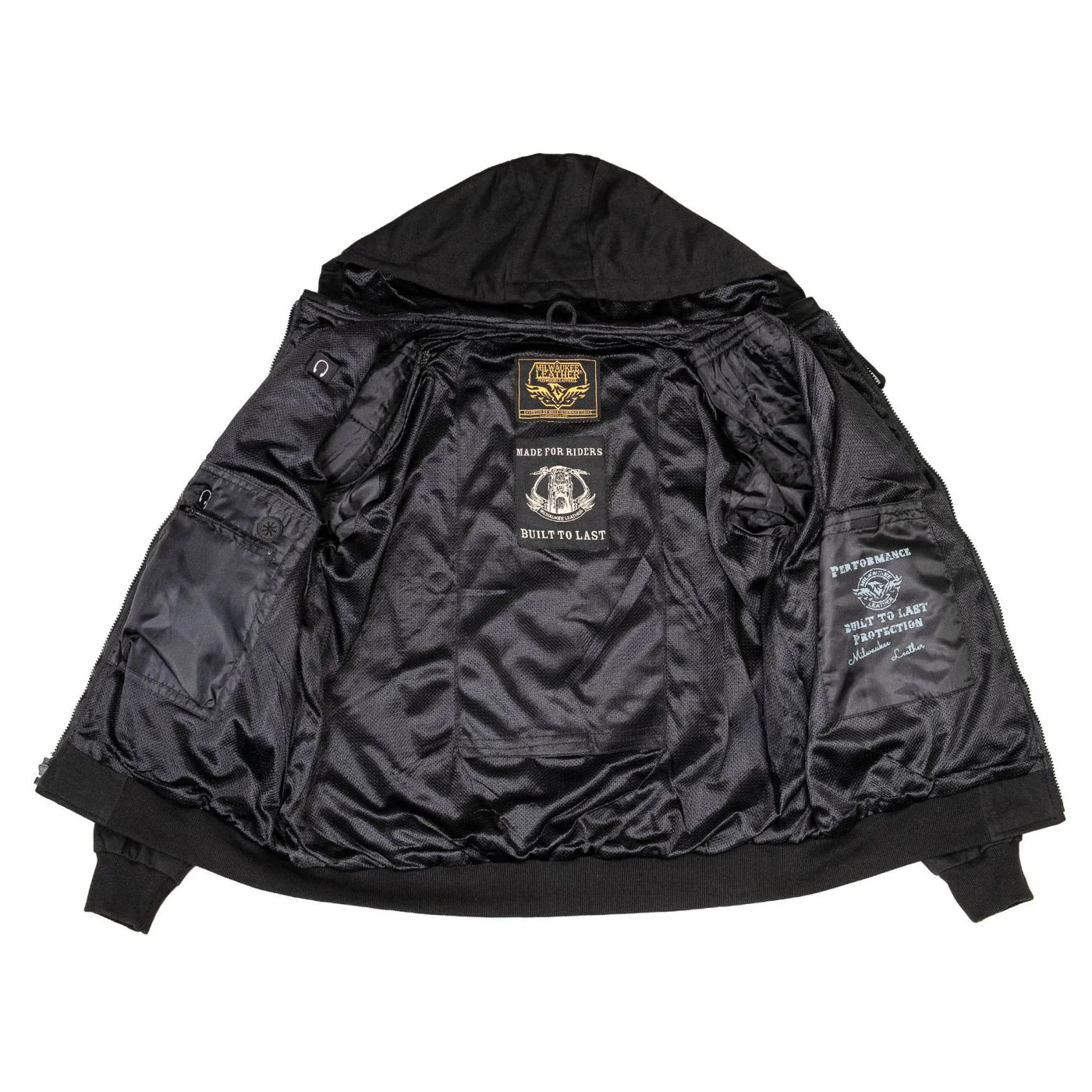 Milwaukee Leather Men's Bare Bones Black Reflective Skull CE Armored Riding Hoodie, Shoulder & Elbow Armor - MPM1798 - Image 5