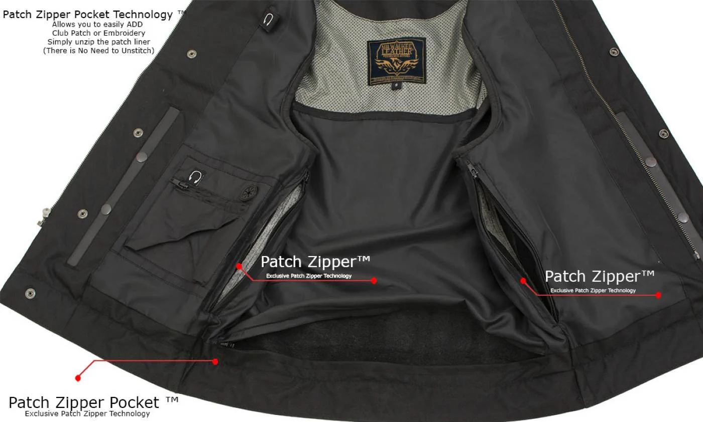 Milwaukee Leather Men's Barrage Flat Black Leather Motorcycle Club Style Vest - LKM3790 - Image 4