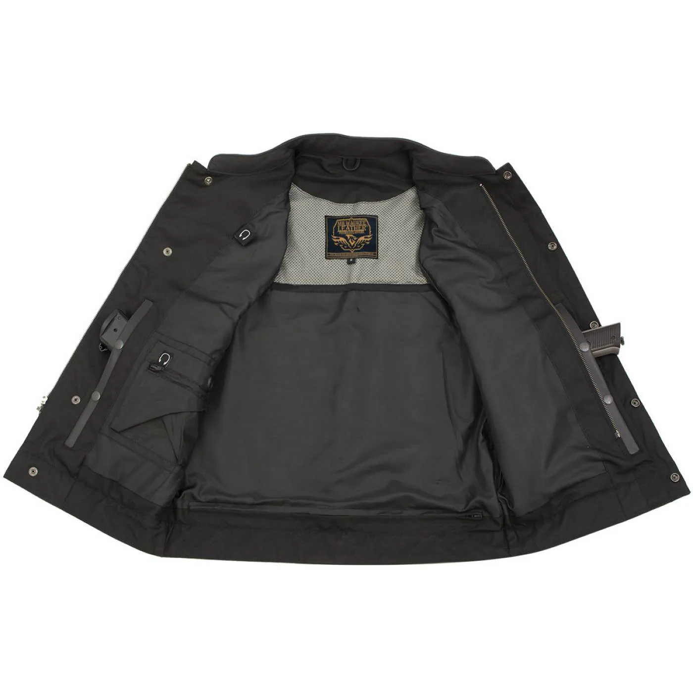 Milwaukee Leather Men's Barrage Flat Black Leather Motorcycle Club Style Vest - LKM3790 - Image 5
