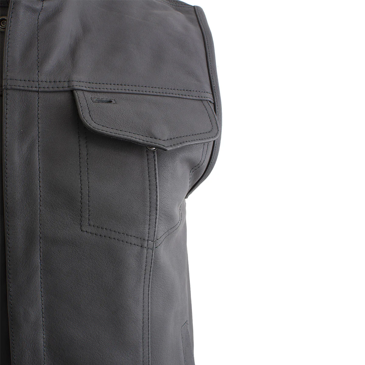Milwaukee Leather Men's Barrage Flat Black Leather Motorcycle Club Style Vest - LKM3790 - Image 7