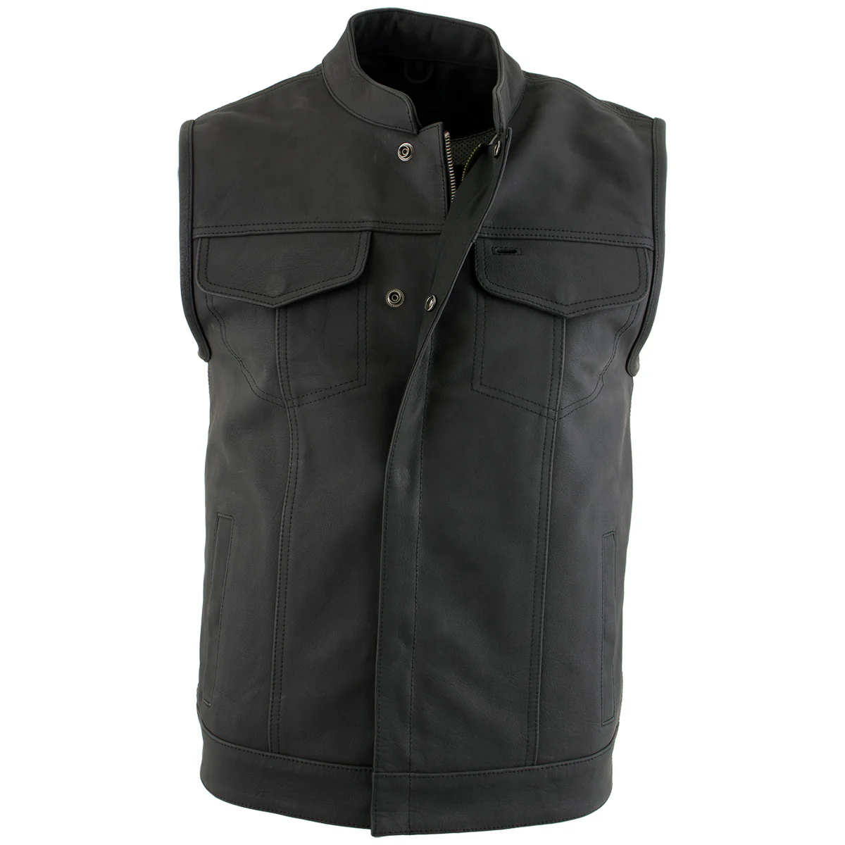 Milwaukee Leather Men's Barrage Flat Black Leather Motorcycle Club Style Vest - LKM3790 - Image 8