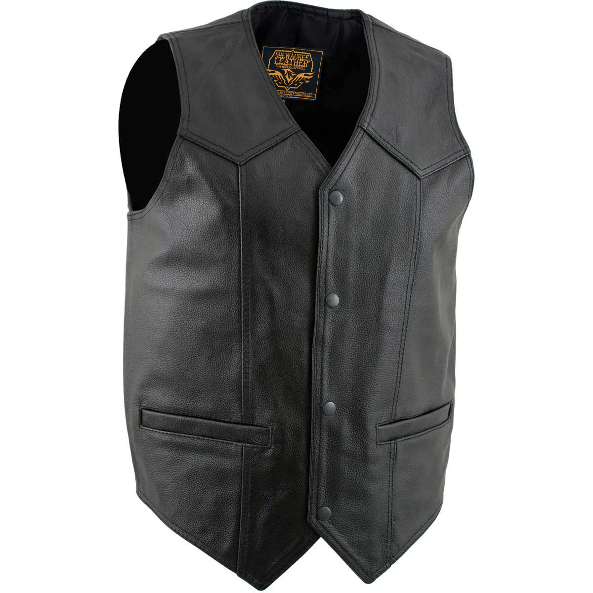Milwaukee Leather Men's Black Classic Western Style Motorcycle Leather Rider Vest - LKM3778