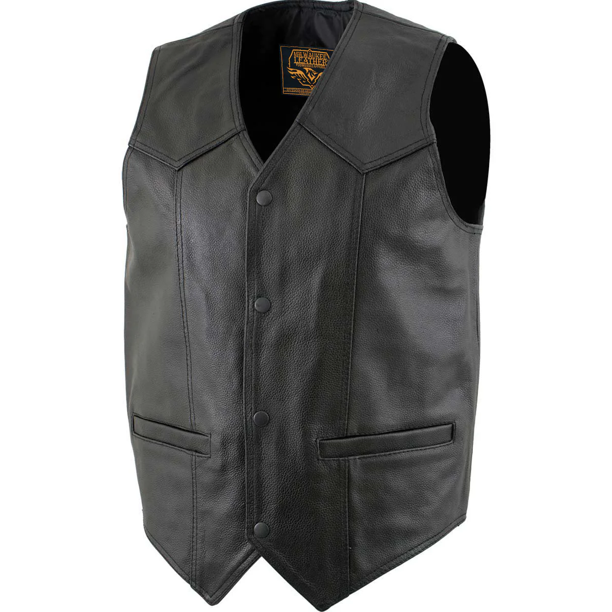 Milwaukee Leather Men's Black Classic Western Style Motorcycle Leather Rider Vest - LKM3778 - Image 7