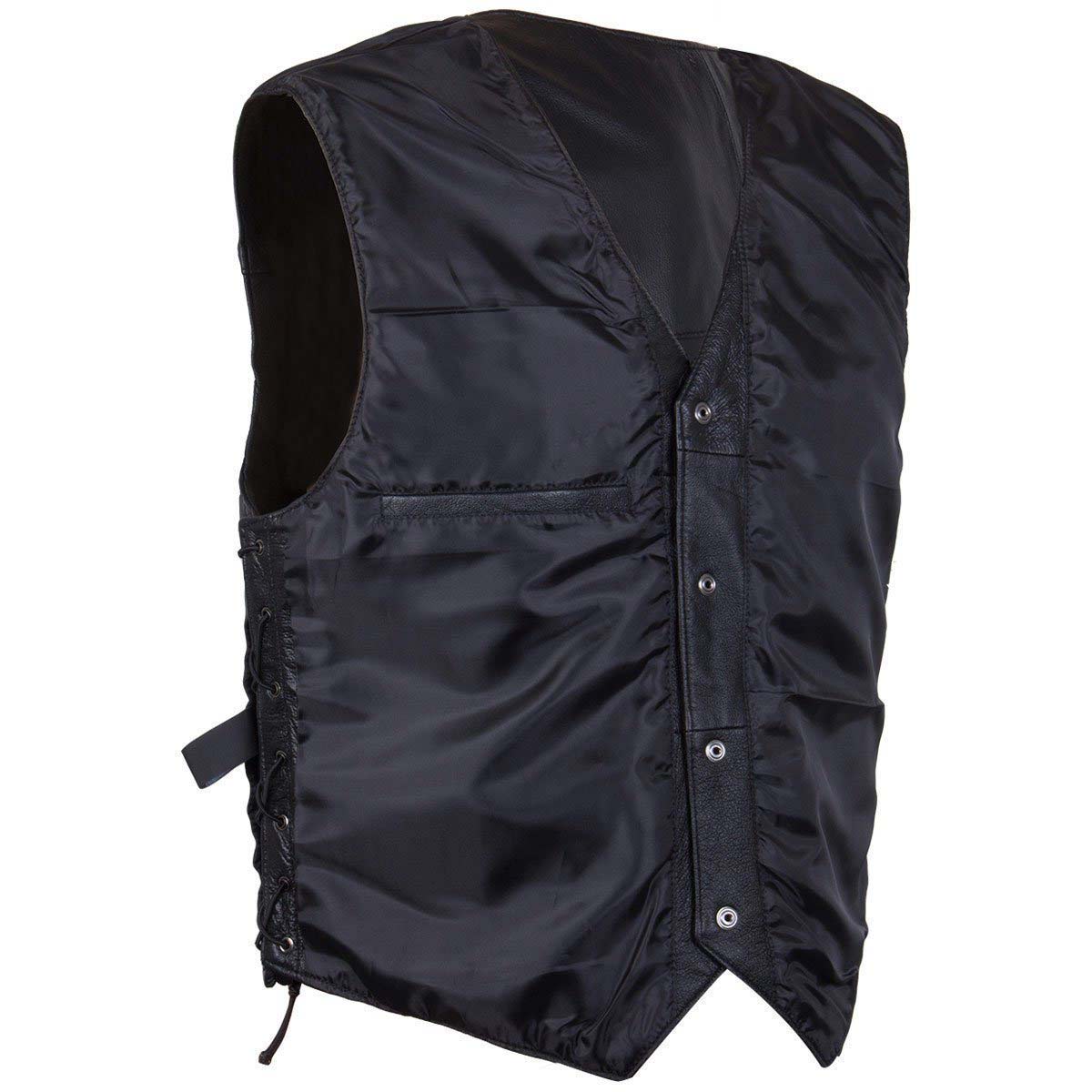 Milwaukee Leather Men's Black Classic Western Style Side Laced Motorcycle Leather Vest - LKM3779 - Image 4