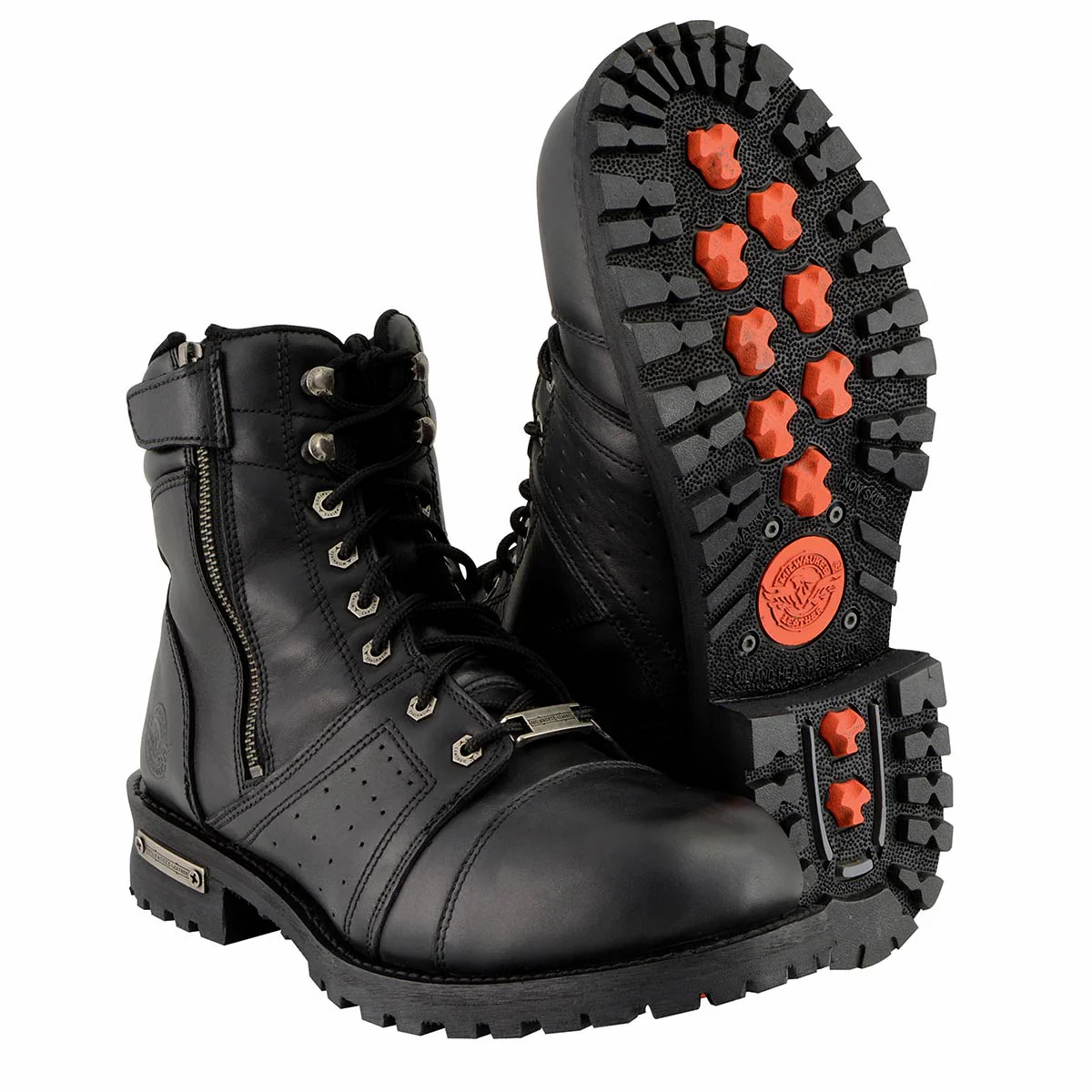 Milwaukee Leather Men's Black Lace-Up Wide-Width Motorcycle Leather Boots with Side Zipper Entry MBM9000W - Image 10