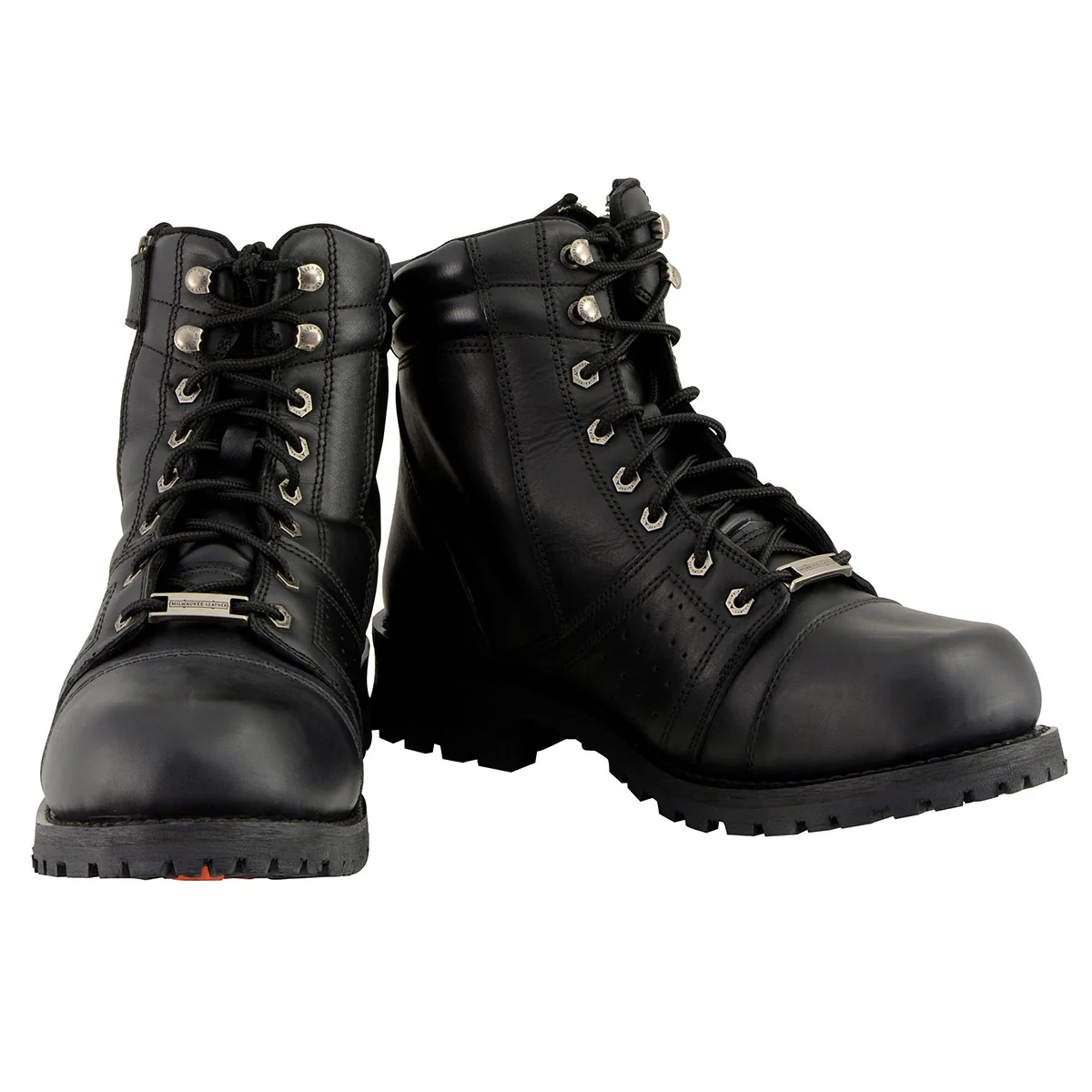 Milwaukee Leather Men's Black Lace-Up Wide-Width Motorcycle Leather Boots with Side Zipper Entry MBM9000W - Image 2