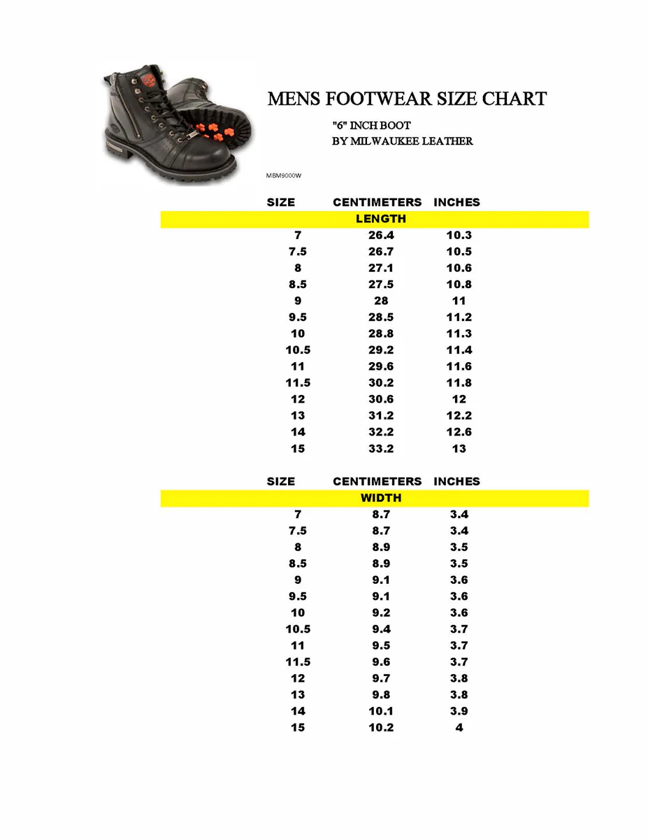 Milwaukee Leather Men's Black Lace-Up Wide-Width Motorcycle Leather Boots with Side Zipper Entry MBM9000W - Image 3