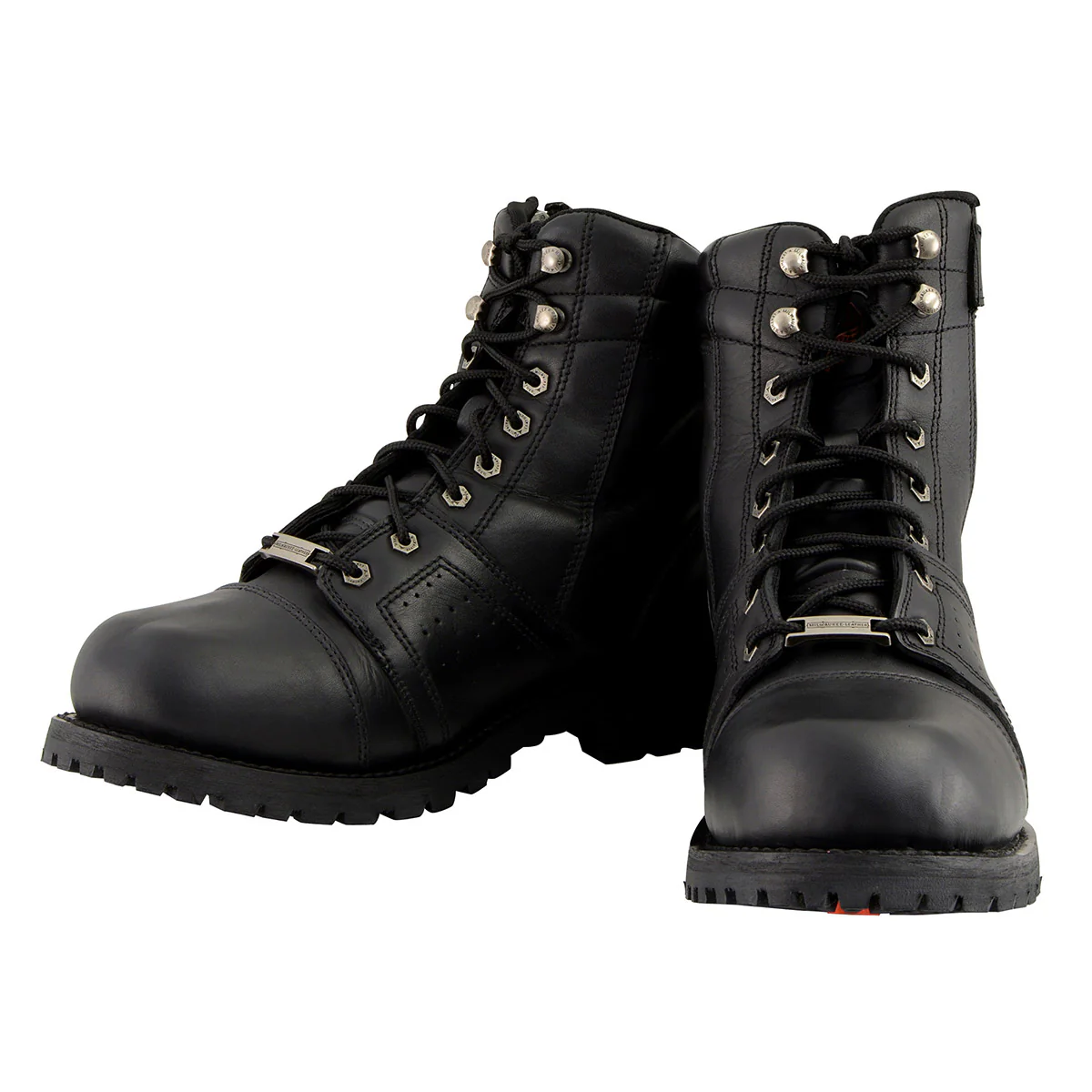 Milwaukee Leather Men's Black Lace-Up Wide-Width Motorcycle Leather Boots with Side Zipper Entry MBM9000W - Image 4